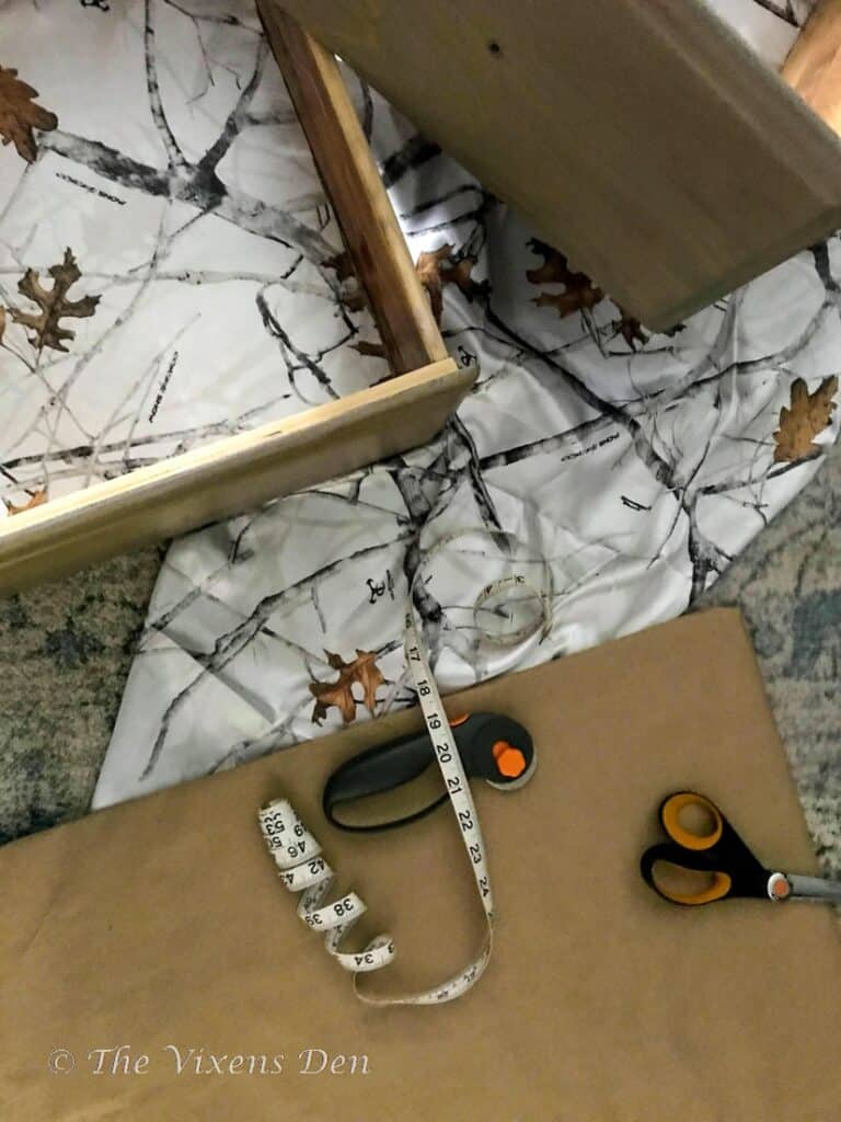 tools and material for DIY drawer liners