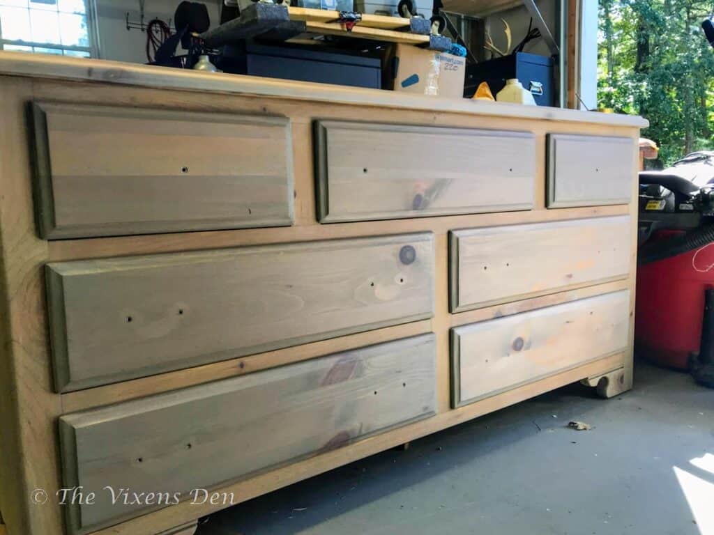 raw wood stained dresser