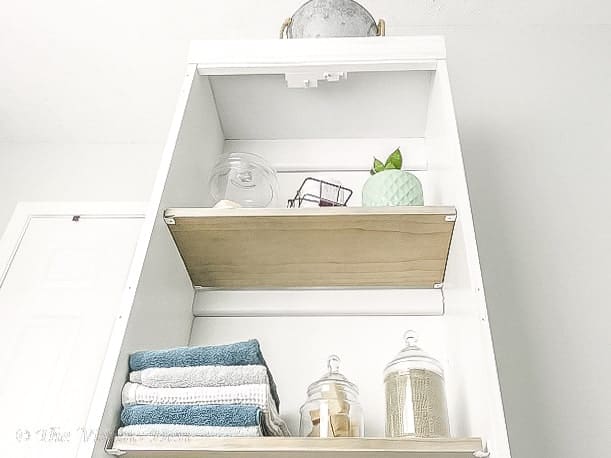 linen cabinet view from below