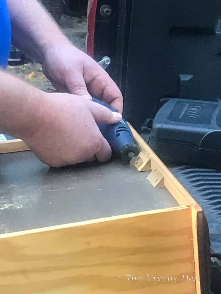 cutting support blocks loose with a rotary tool
