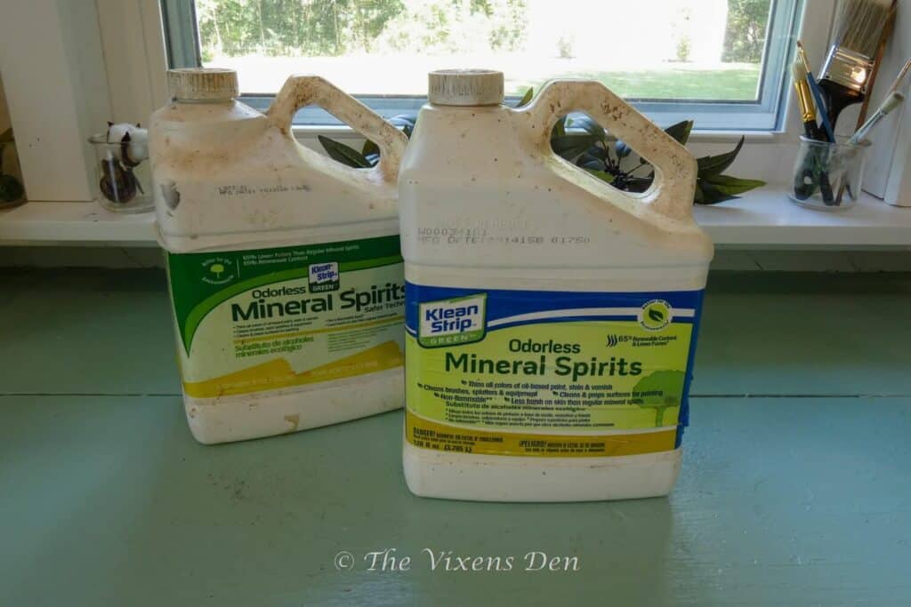 containers of odorless mineral spirits