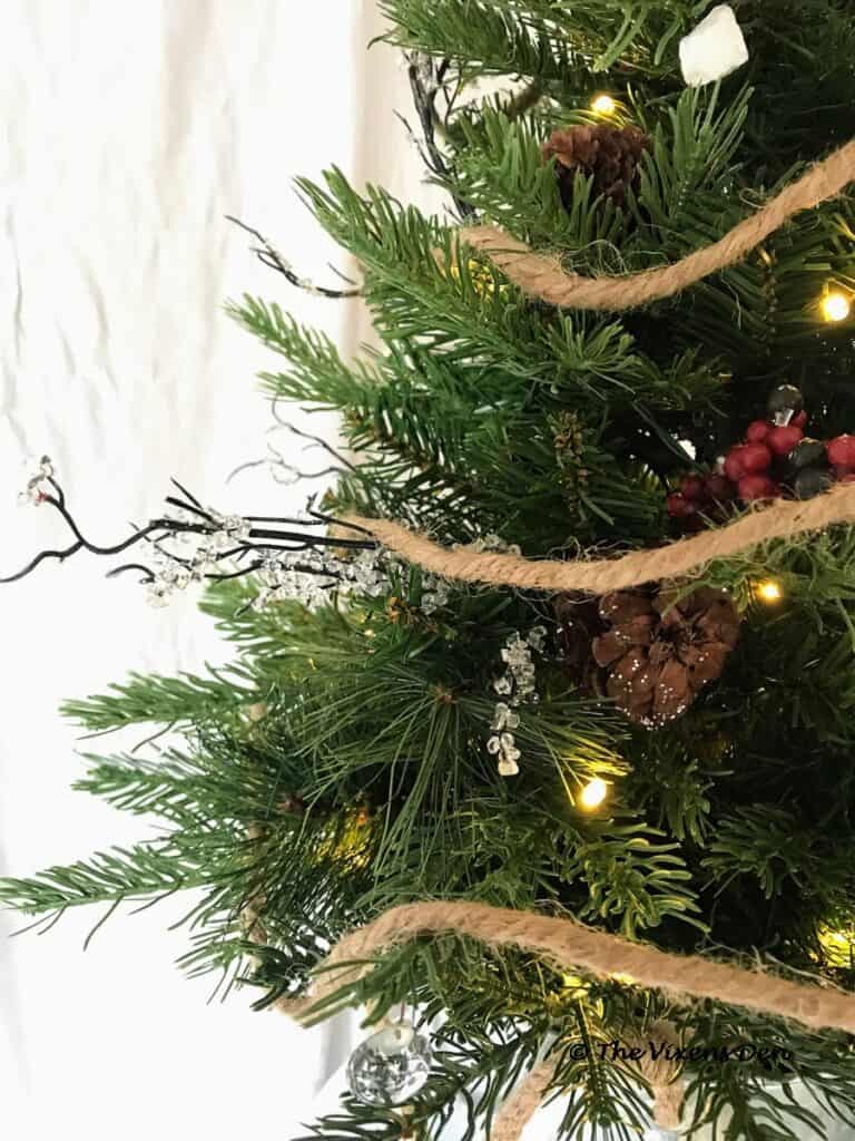 close up of mini Christmas tree DIY ornaments
