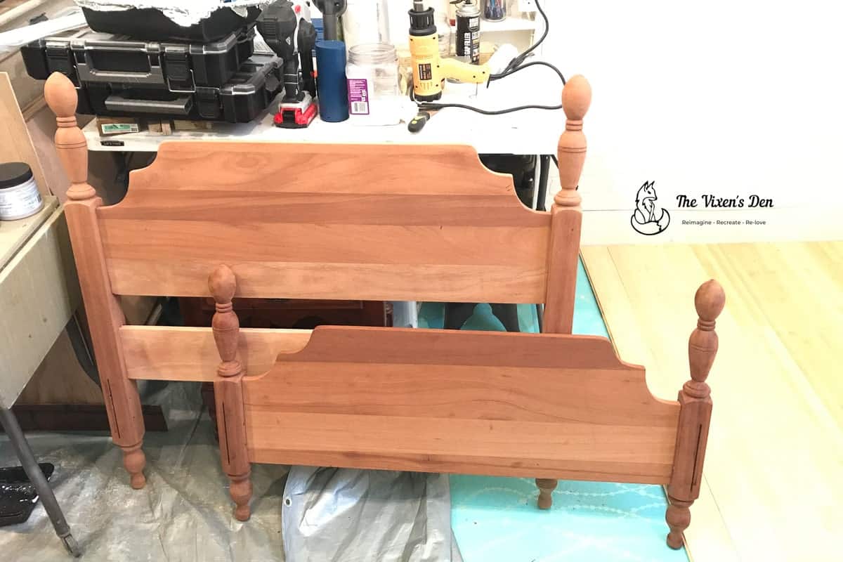 sanded mahogany headboard and footboard-5-min