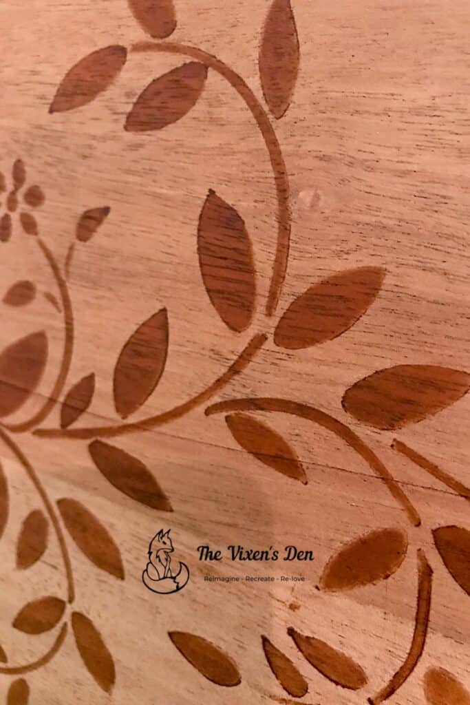 stenciled mahogany headboard and footboard-7-min