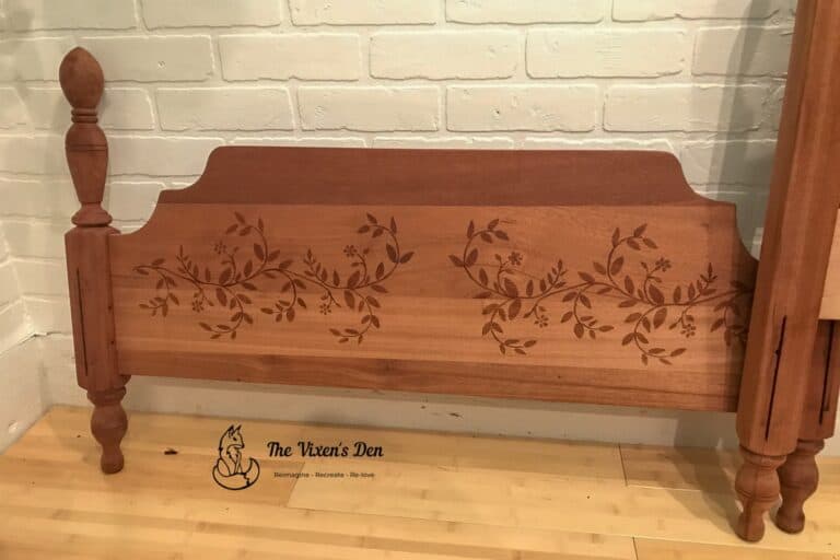 stenciled mahogany headboard and footboard-8-min