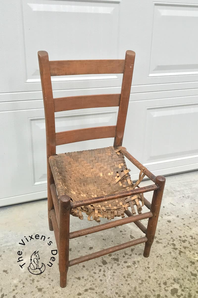 Julia's ladderback chair with damaged seat