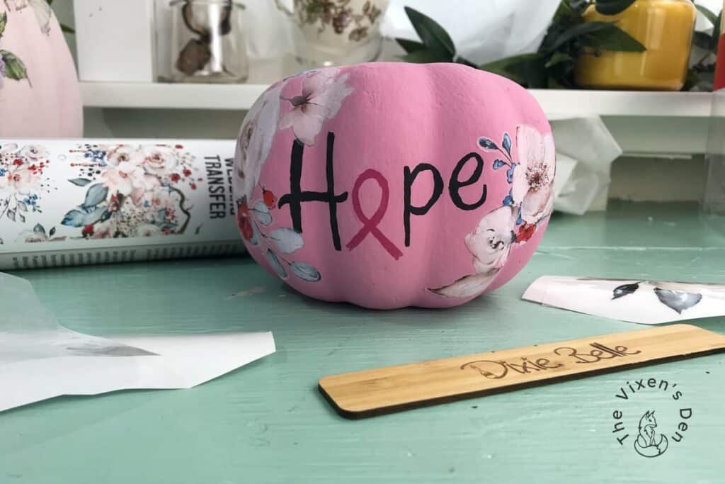 Breast Cancer Pumpkin with transfer applied