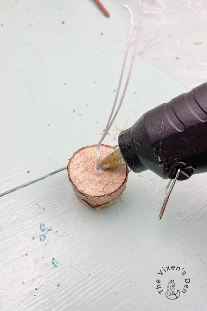 Birchwood Stem - Adding Hot Glue