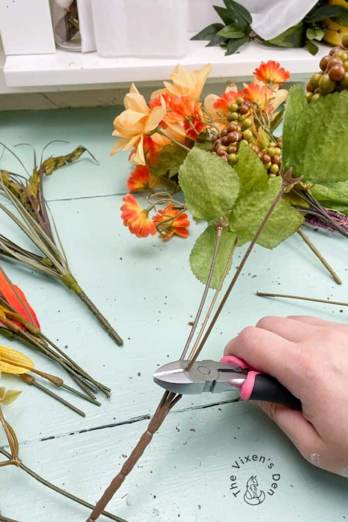 Cutting Floral Stems with a Wire Cutter