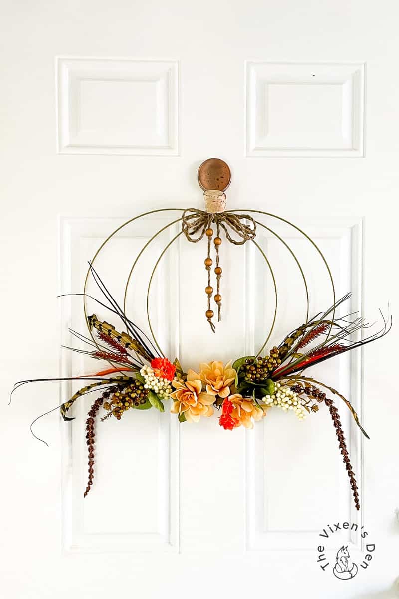 Easy Pumpkin Wreath from Wire Hoops