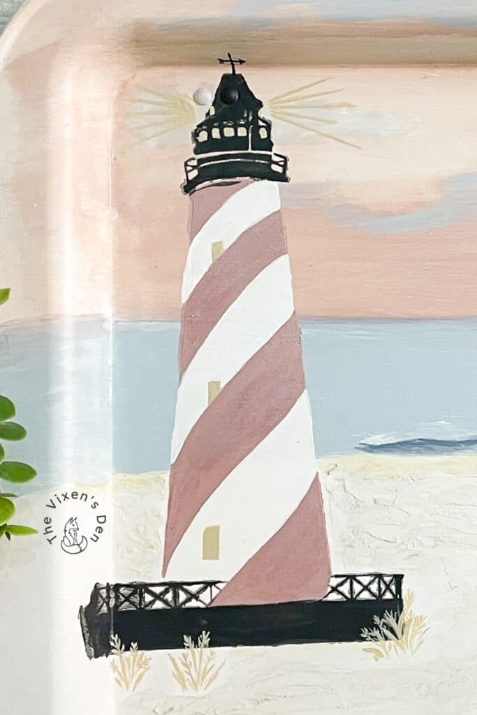 Coastal Christmas Tray - DB Mystery Box-Lighthouse closeup