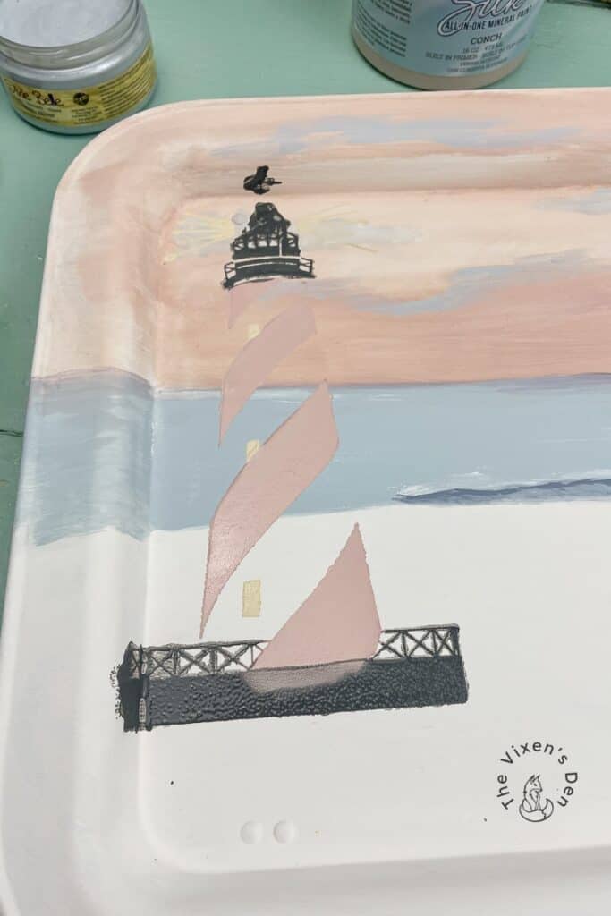 Coastal Christmas Tray - Lighthouse stencil.1