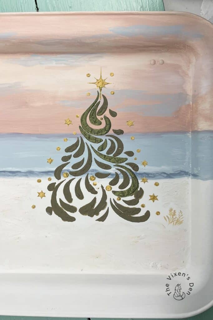 Coastal Christmas Tray - Painting metallic paints
