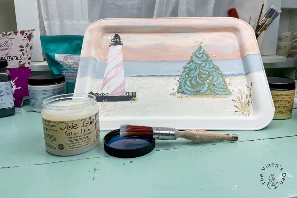 Coastal Christmas Tray - Sealing with Gator Hide