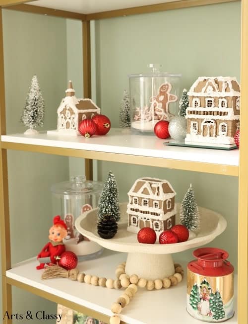 DIY Gingerbread House Christmas Decor from Dollar Tree - AFTER - Arts and Classy -min
