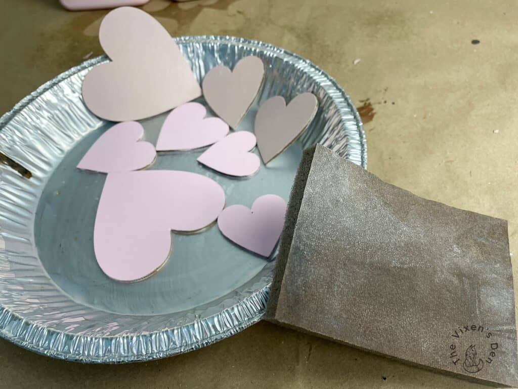 Valentine's Heart Charms-painted with sanding sponge