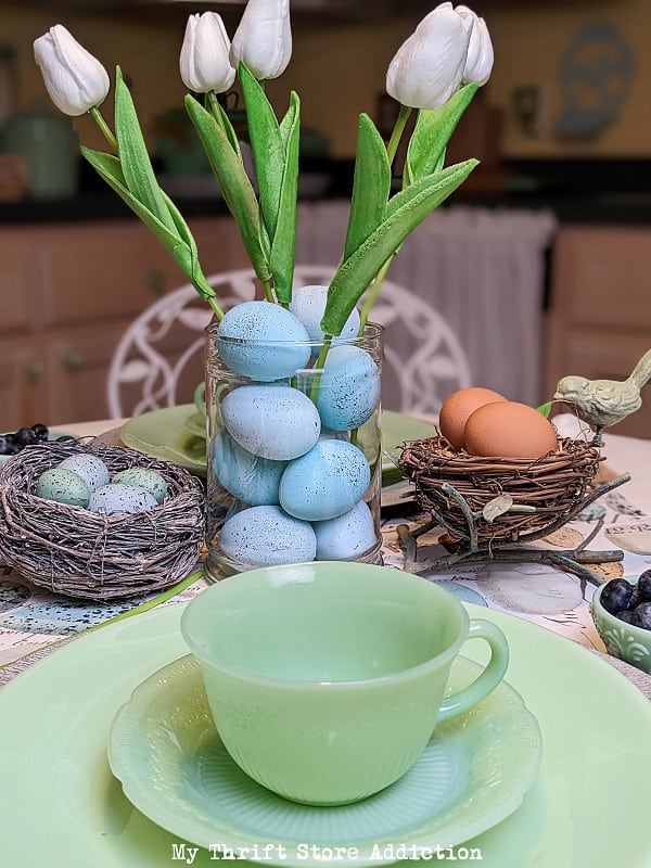 egg-table-jadeite-teacup-tulips - My Thrift Store Addiction