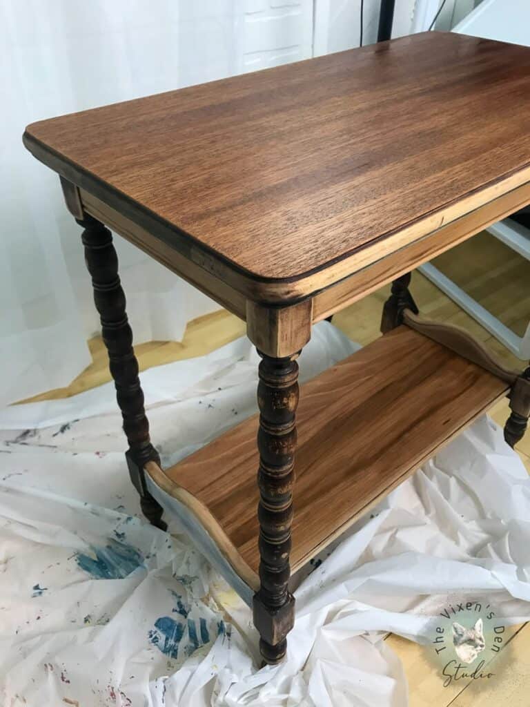 End Table Fully Prepped for Refinishing - Angle View