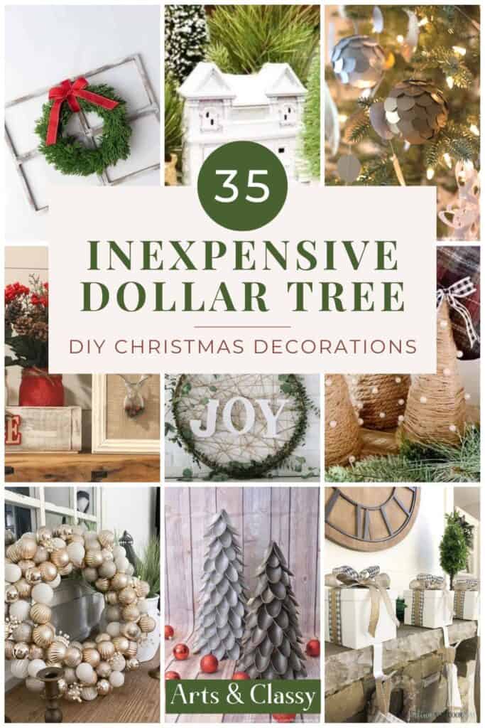35 inexpensive dollar tree diy christmas decorations.