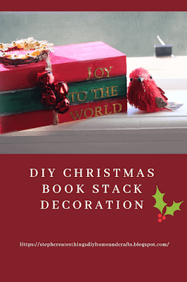 Diy christmas book stack decoration.