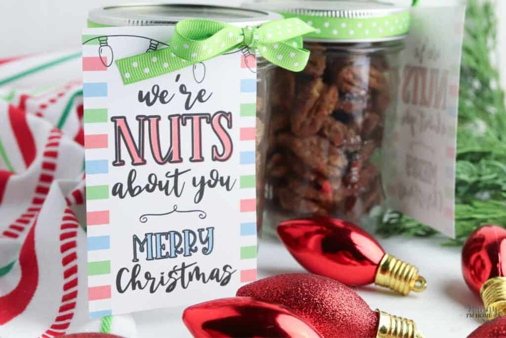 We're nuts about you christmas jar tag.