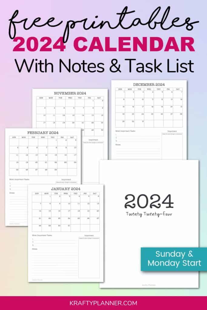 Free printable 2021 calendar with notes and task list.