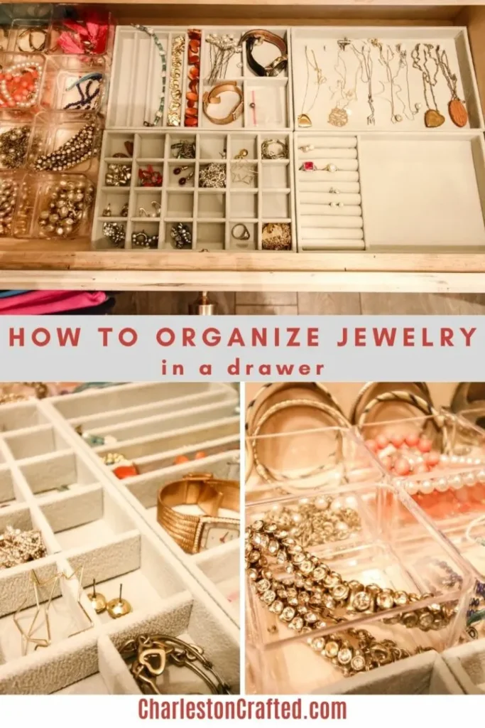 How to organize jewelry in a drawer.