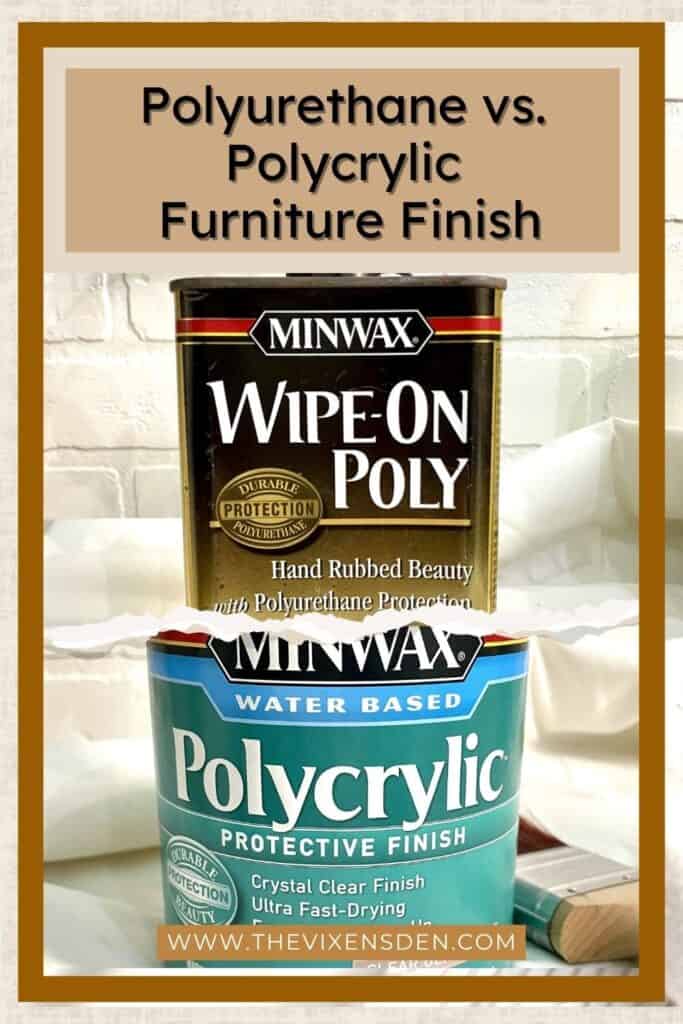 Two cans of wood finish products, Minwax Wipe-On Polyurethane and Minwax Polycrylic, are displayed against a white background.
